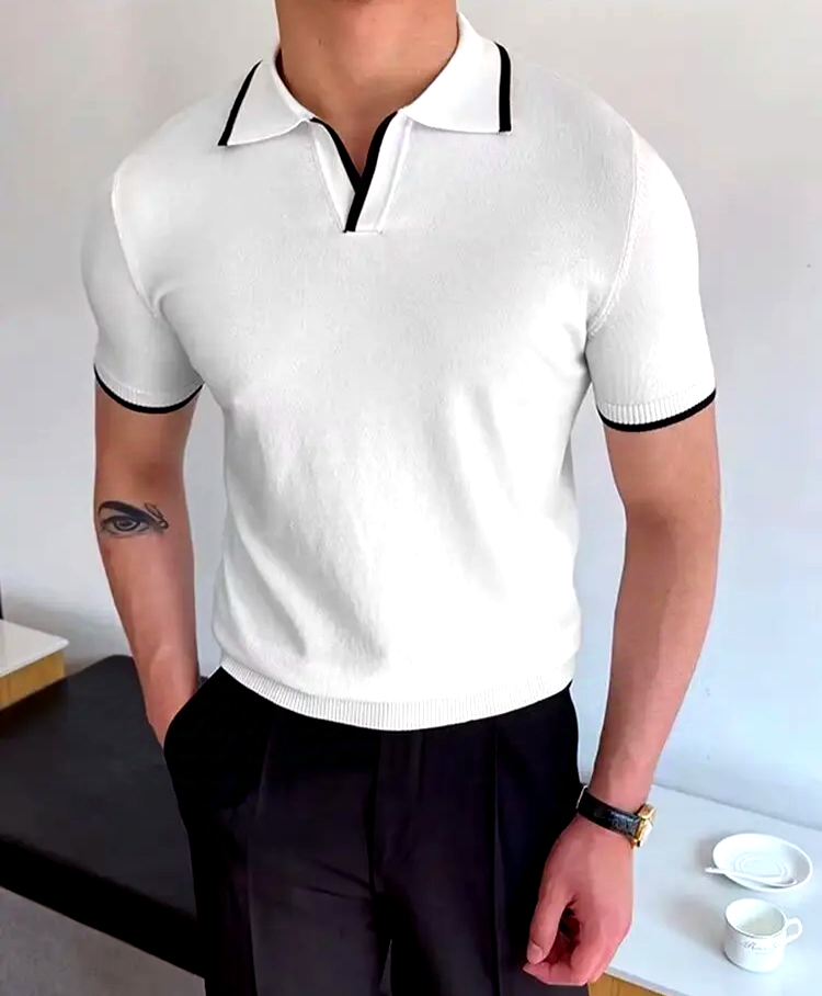 Men's White Slim Polo