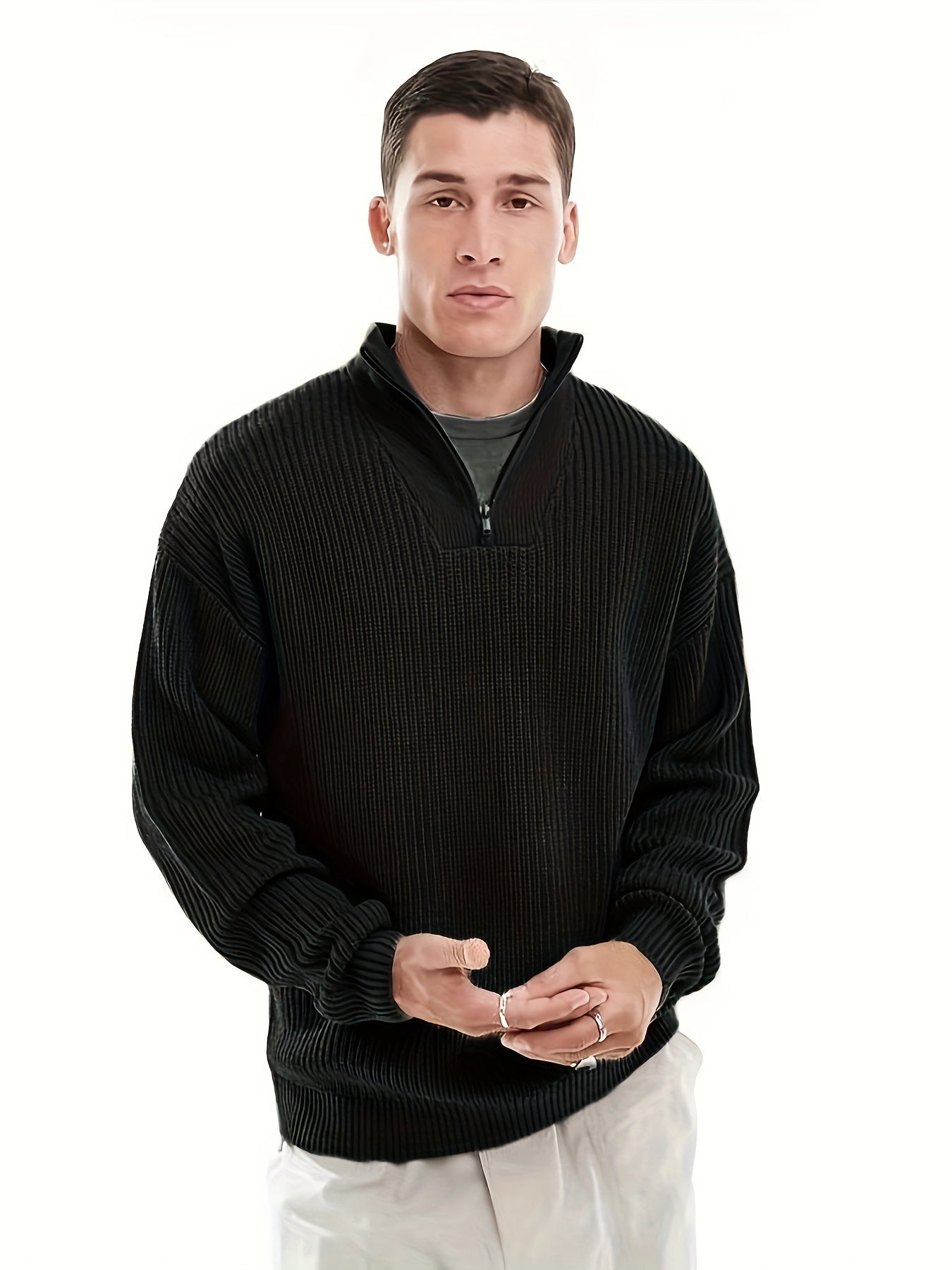 Magnitude Zippered Sweater Black