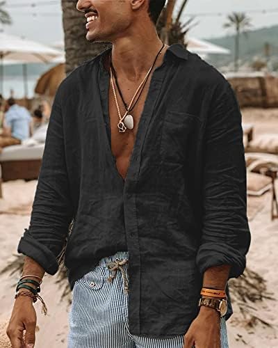 Black Long sleeve vintage linen shirt