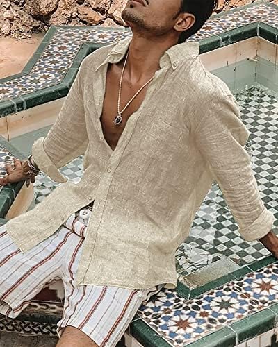 Khaki Long sleeve vintage linen shirt