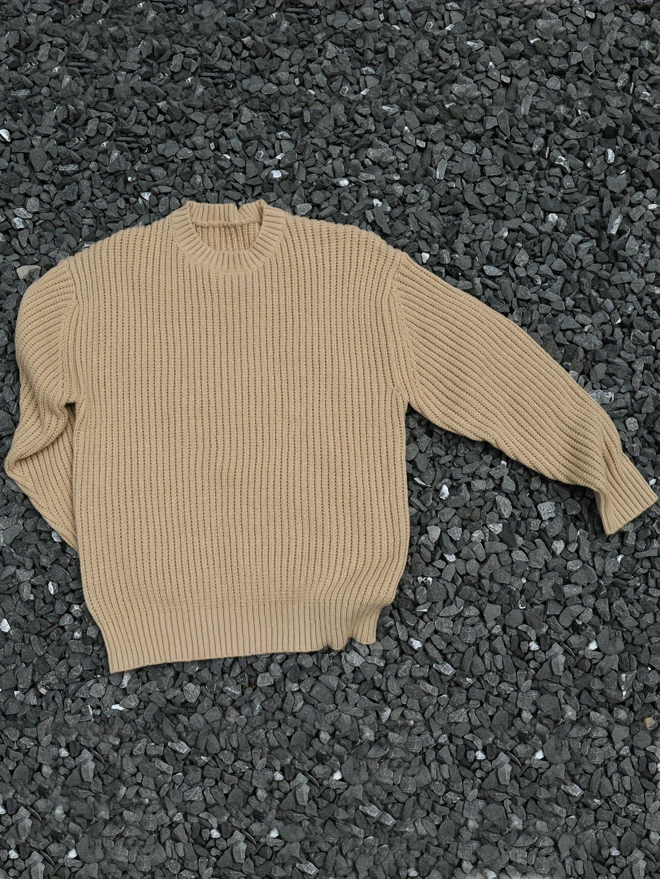 Men's Casual Crew Neck Long Sleeve Chunky Knit Sweater - Soft Polyester, Perfect for Fall/Winter, Plus Size Sweaters