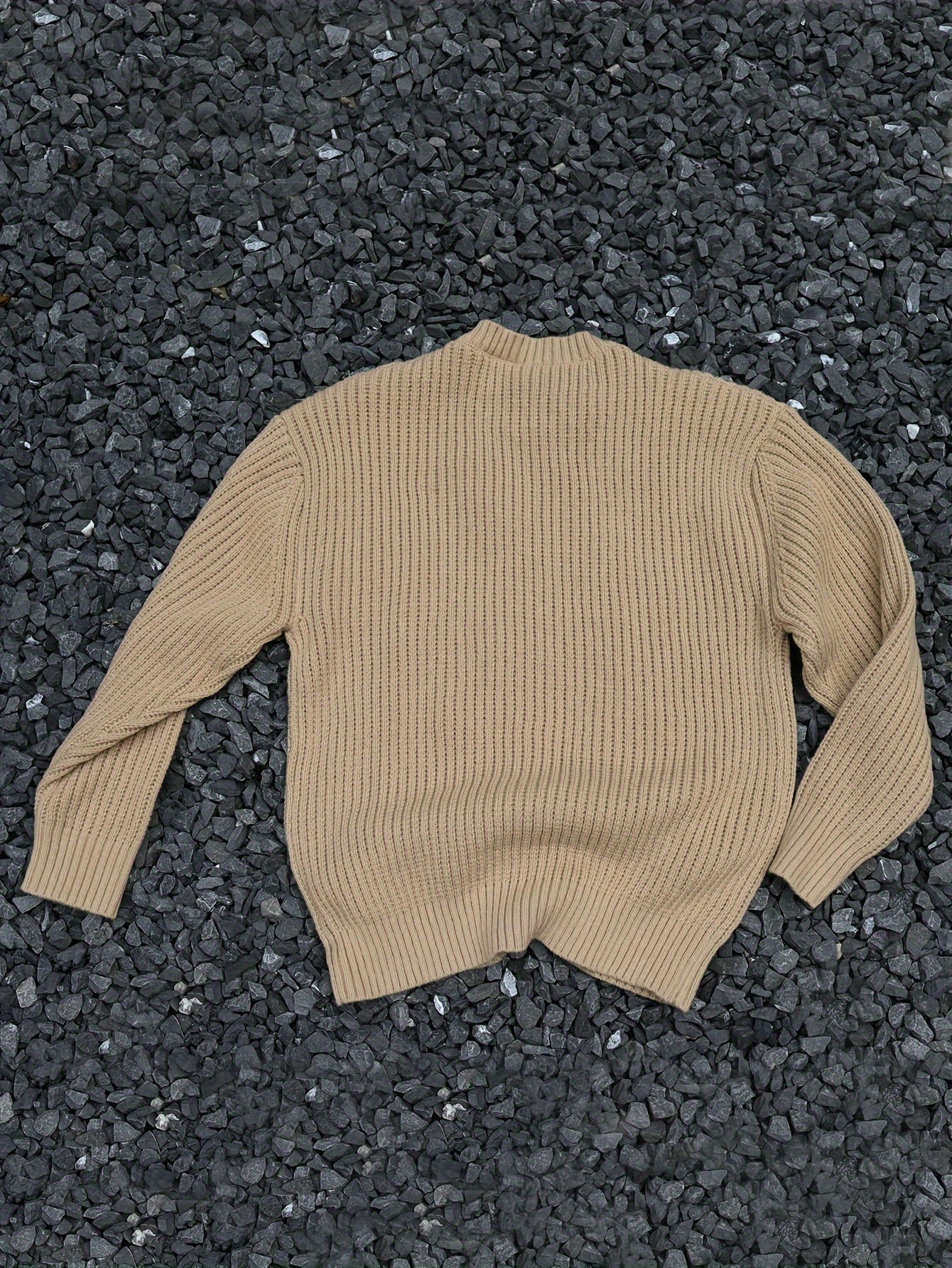 Men's Casual Crew Neck Long Sleeve Chunky Knit Sweater - Soft Polyester, Perfect for Fall/Winter, Plus Size Sweaters