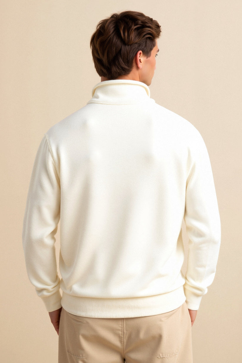 European Zippered Sweater White