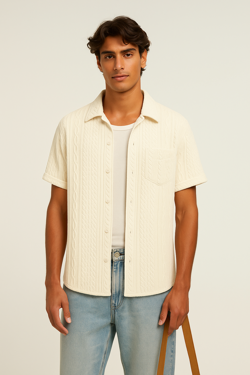 Textured Beige Shirt
