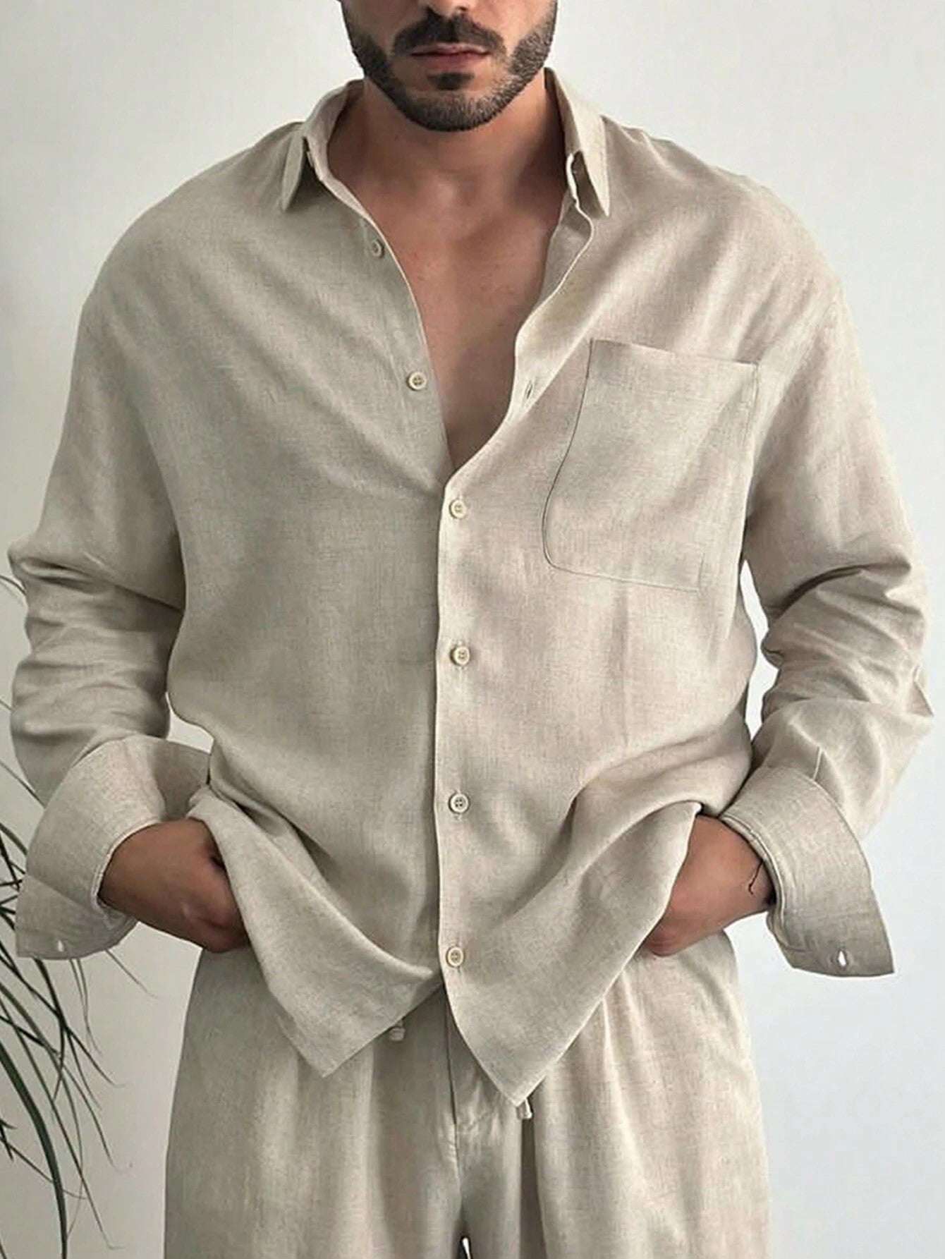 Modern Linen Shirt in Khaki