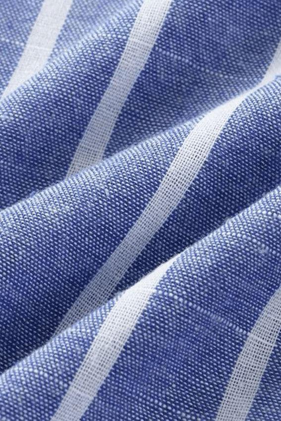 Short-sleeved summer shirt with blue stripes