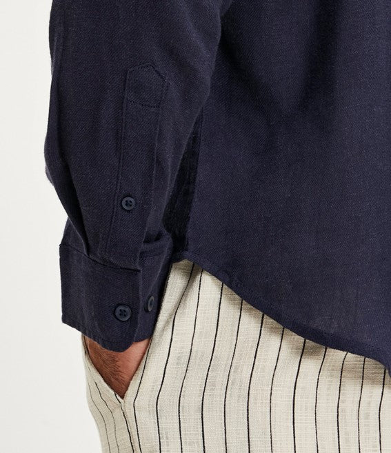 Indigo blue occasion linen shirt