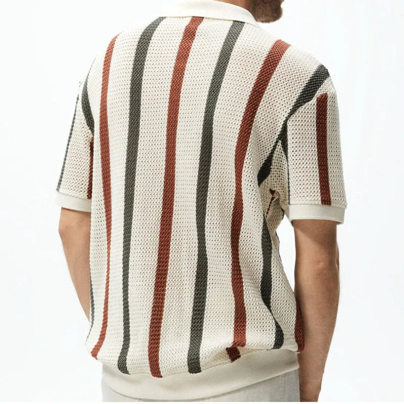 AlphaMen Stripe Knit Polo