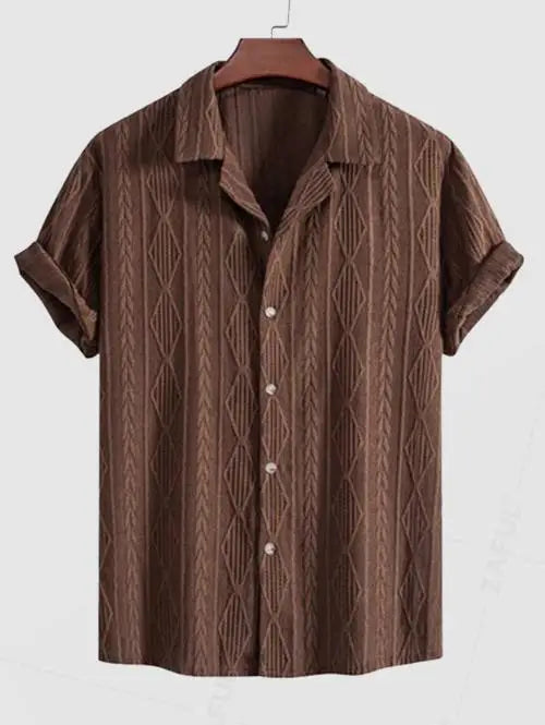 High Standard Textured Brown Shirt