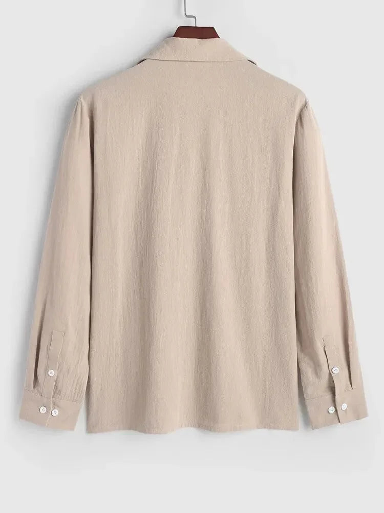 Linen shirt elegance V-neck