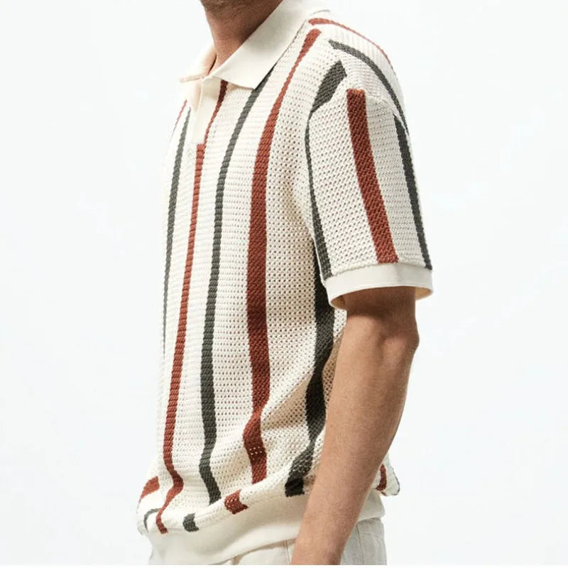 AlphaMen Stripe Knit Polo