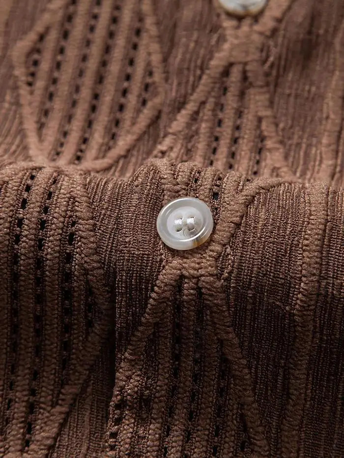 High Standard Textured Brown Shirt