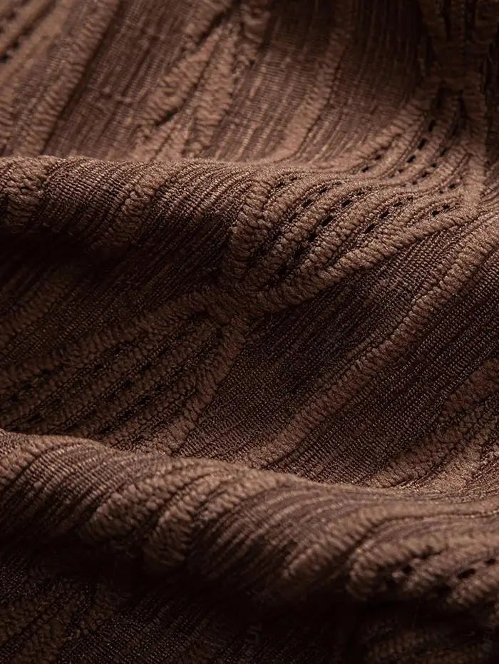 High Standard Textured Brown Shirt