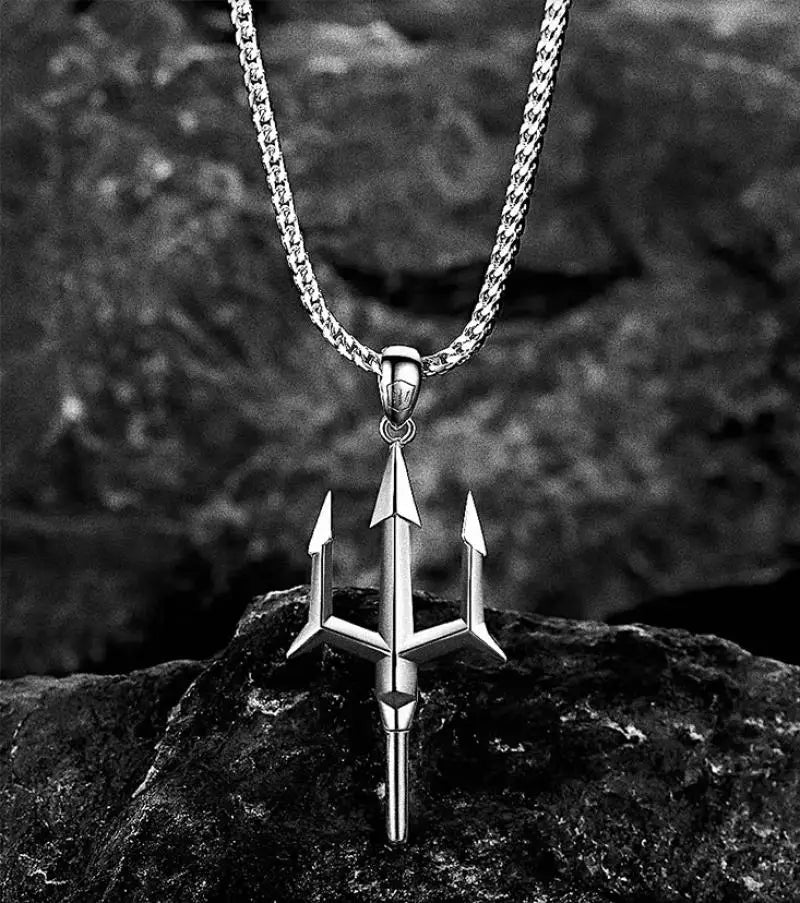 Silver trident necklace