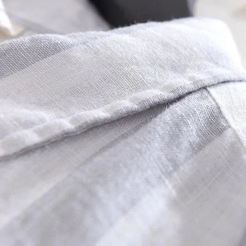 Blue and white striped outdoor shirt