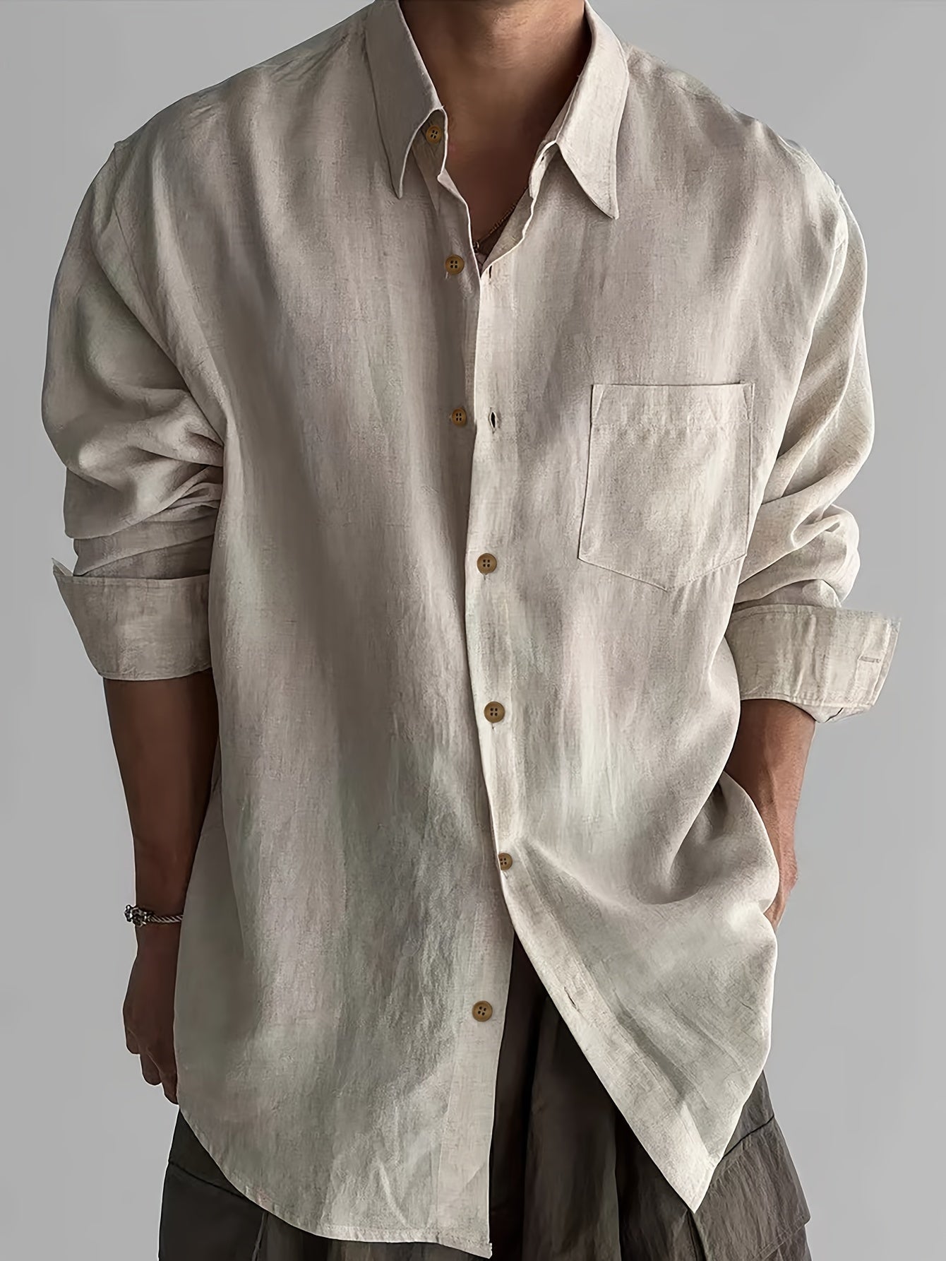 Modern Linen Shirt in Khaki