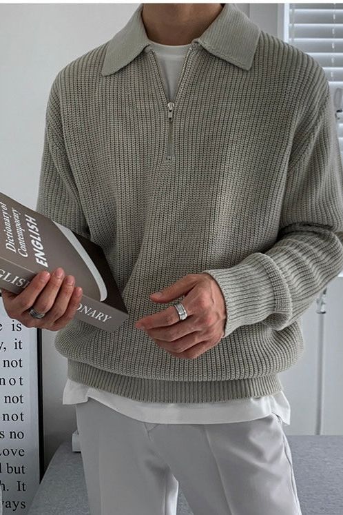 Gray Aether Zip Sweater