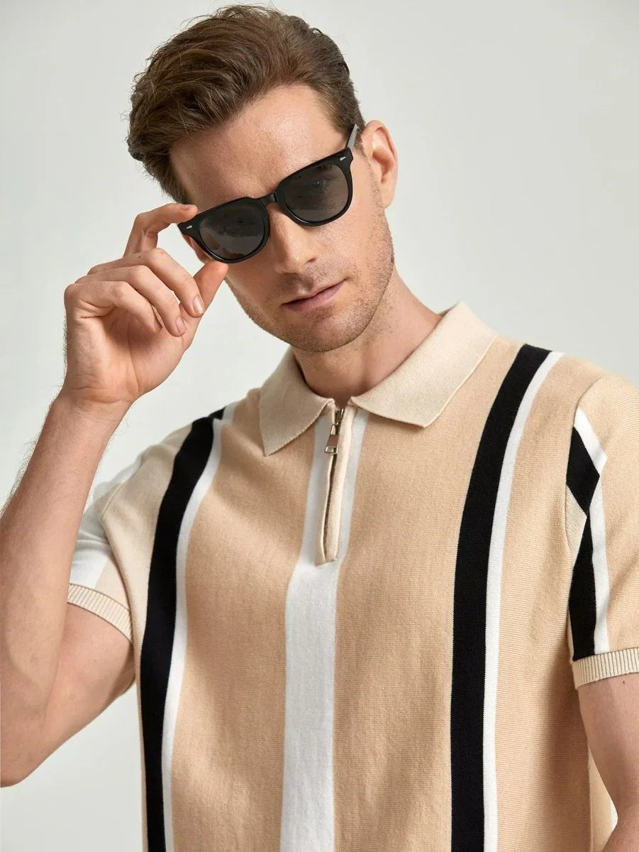 Striped Shirt with Zipper Detail