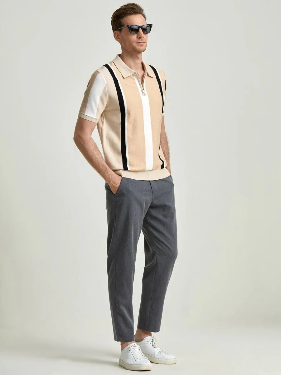 Striped Shirt with Zipper Detail