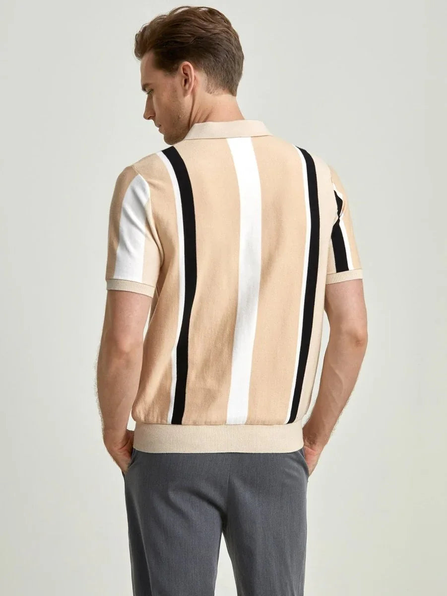 Striped Shirt with Zipper Detail