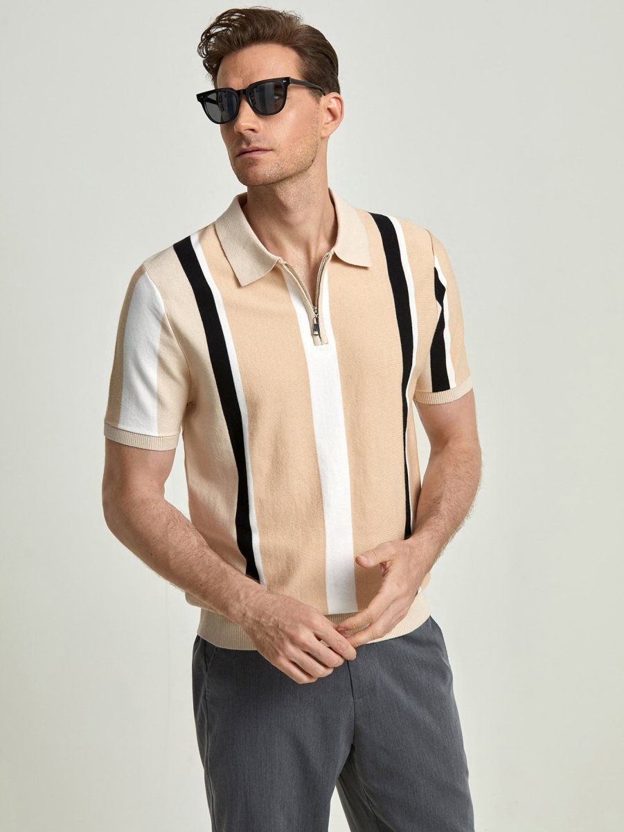 Striped Shirt with Zipper Detail