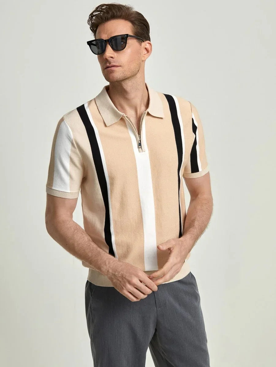 Striped Shirt with Zipper Detail