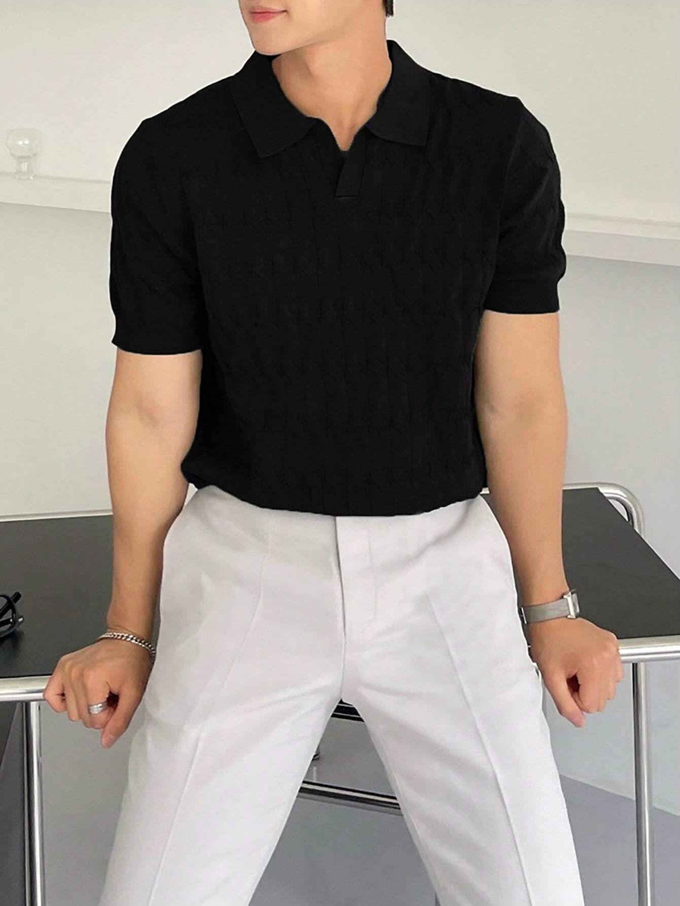 Black European Noble Fabric Polo