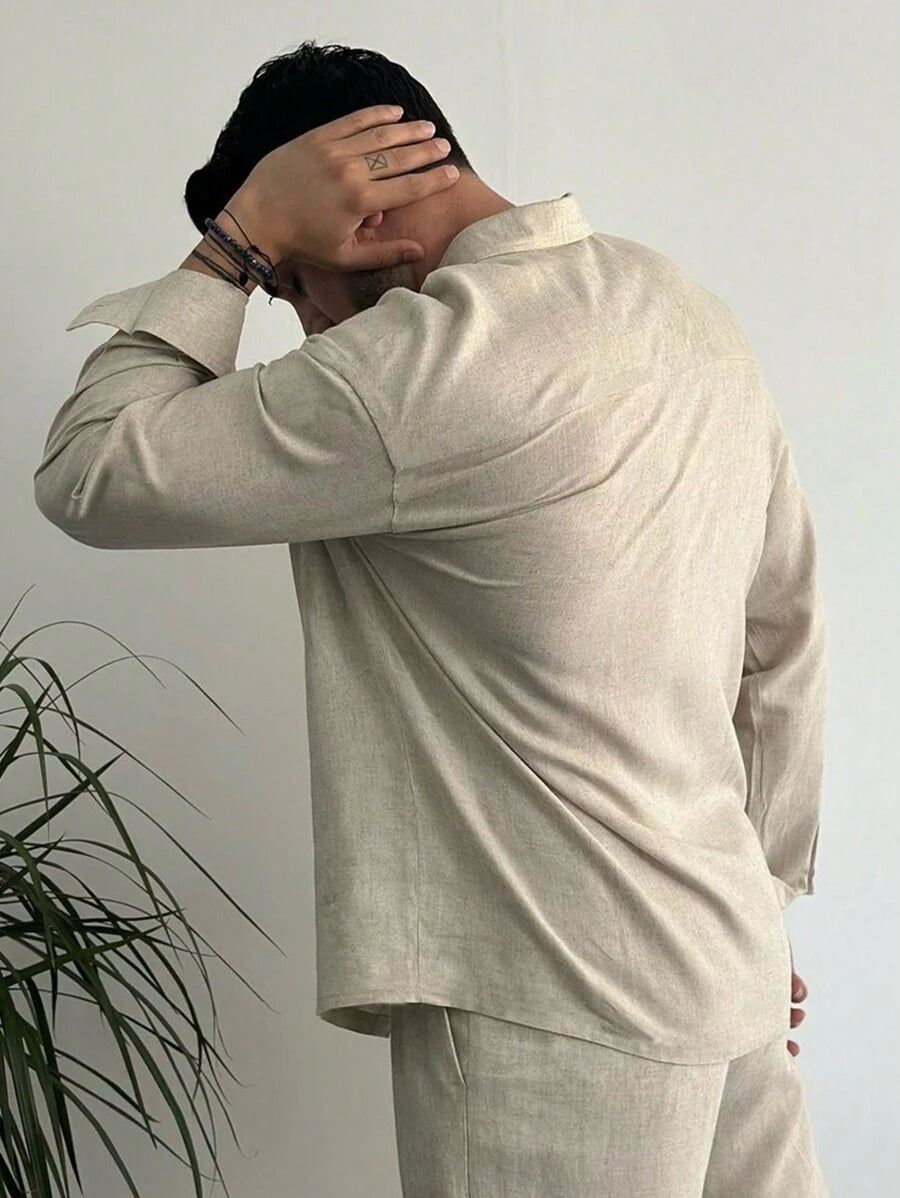Modern Linen Shirt in Khaki