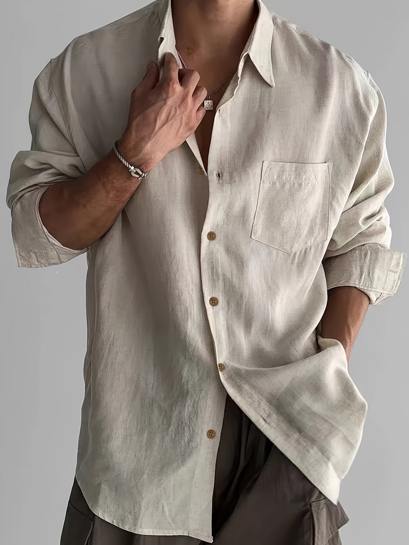 Modern Linen Shirt in Khaki