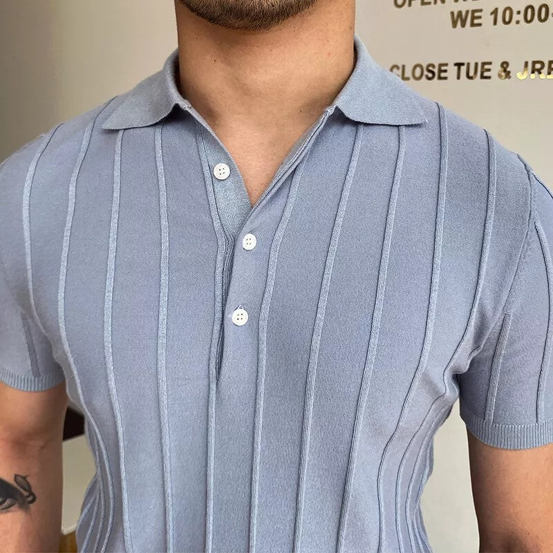 Italian polo shirt with blue buttons
