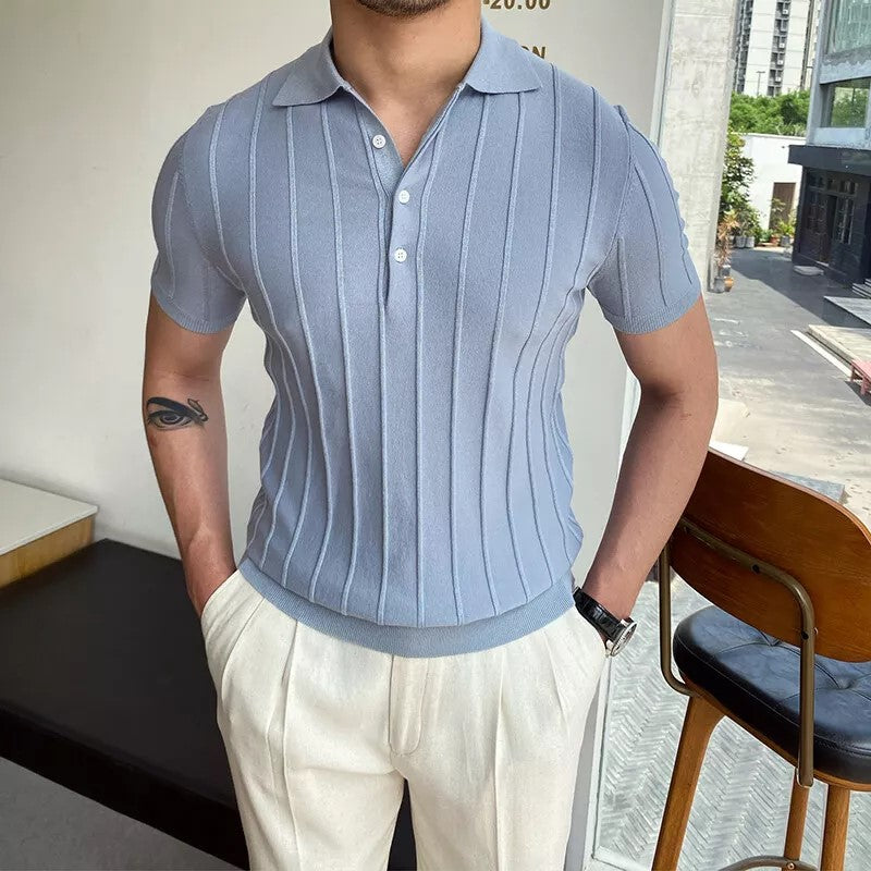 Italian polo shirt with blue buttons