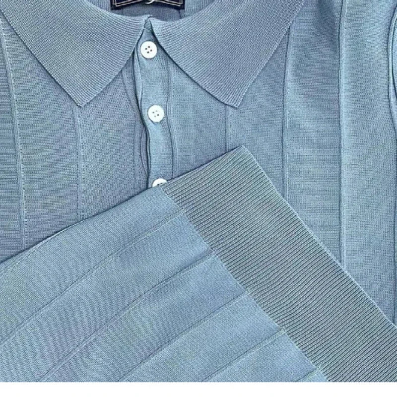 Italian polo shirt with blue buttons
