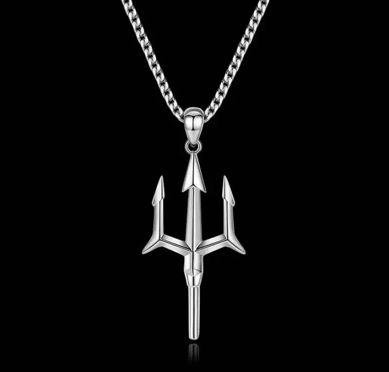 Silver trident necklace