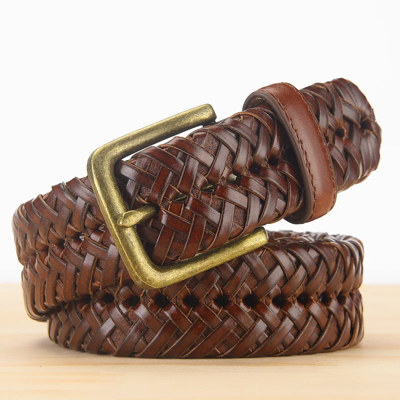 Old Money leather braided belt