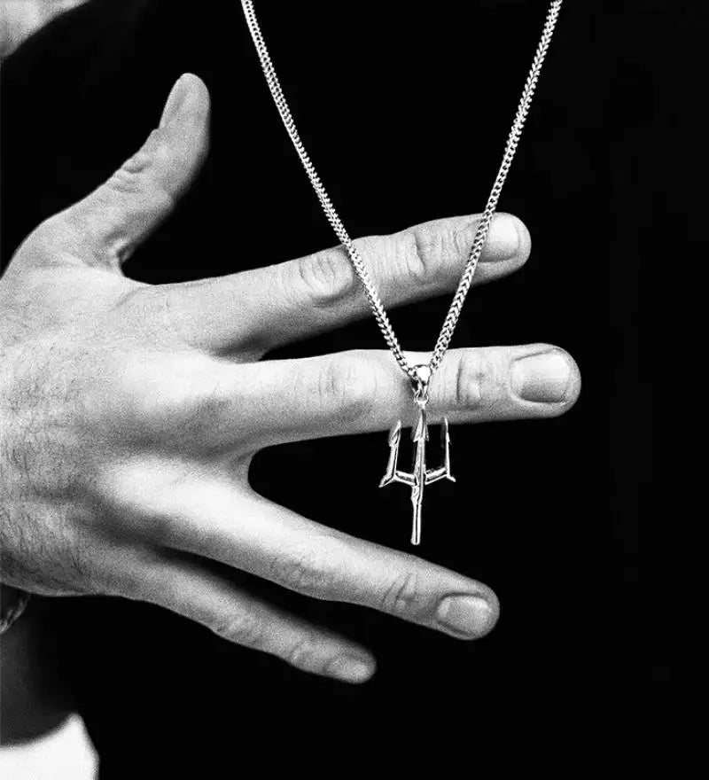Silver trident necklace