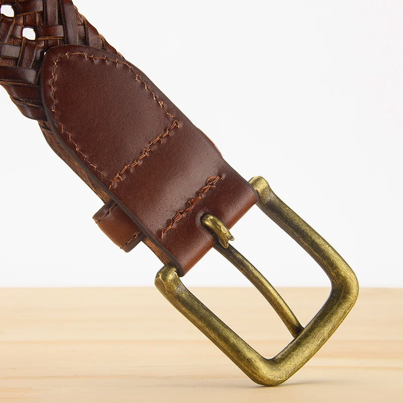 Old Money leather braided belt