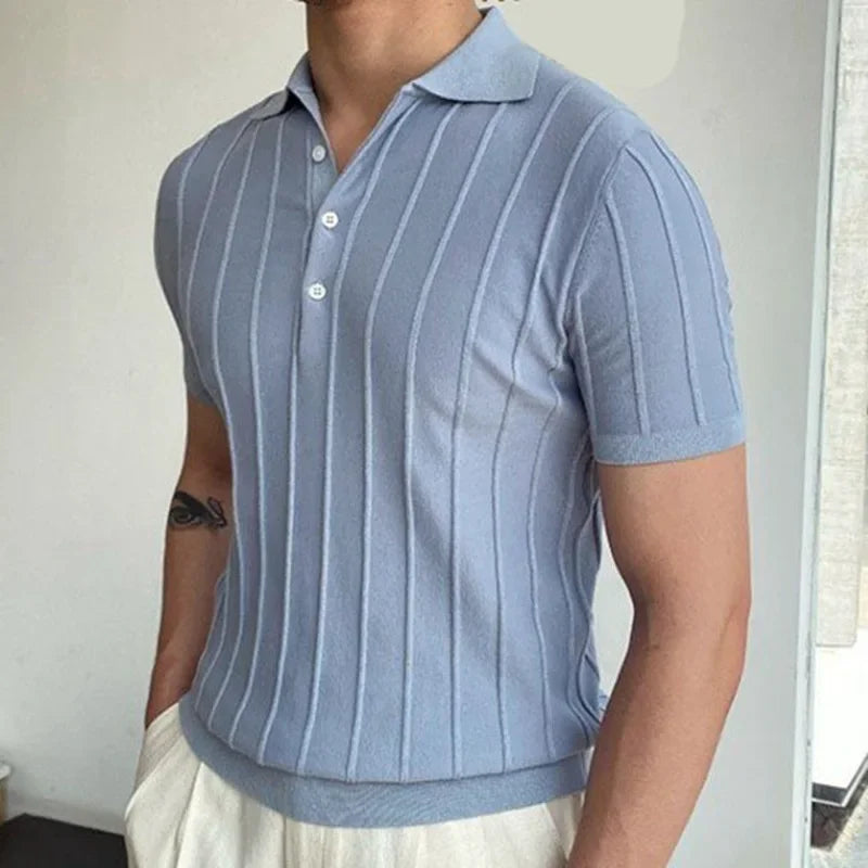 Italian polo shirt with blue buttons