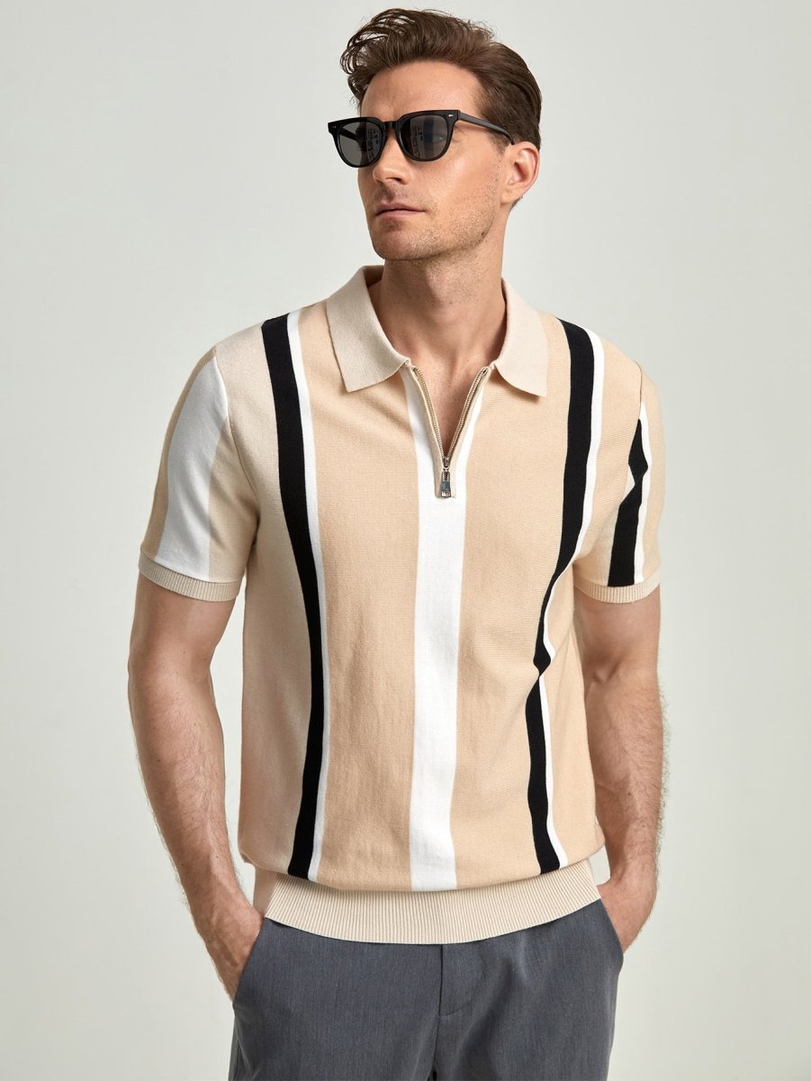 Striped Shirt with Zipper Detail